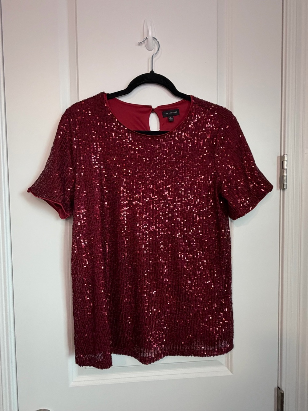 The Limited Burgundy Sequin Short Sleeve Top Party Sparkles